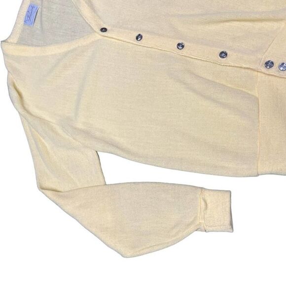 Vintage Pinnacle Button-Up Cardigan yellow Acrylic Grandpa Sweater Men's Size L - Picture 5 of 7